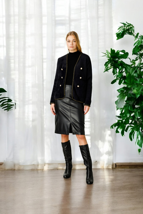 کت بافت زنانه ترک برند Vitaly مناسب استایل شیک پاییزه