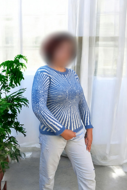 بلوز زنانه بافت خزدار آبی رنگ ترک مناسب فصل زمستان