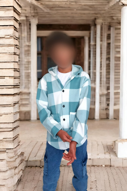 سویشرت پسرانه ضخیم چهارخانه ترک سایز ۸ سال رنگ سبز