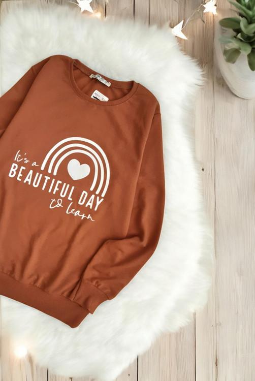 دورس زنانه قهوهای روشن ترک E.M.R با طرح قلب چاپی