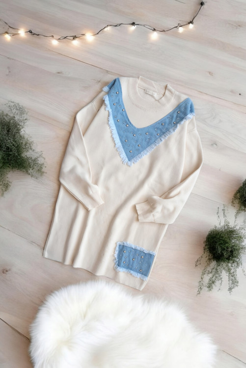 مدل با بلوز بافت زنانه برند Vitaly استایل پاییزه