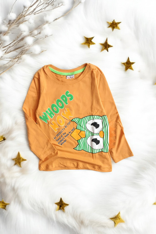 لباس راحت و لطیف پسرانه ترک با طرح دایناسور و رنگ زرد شاد