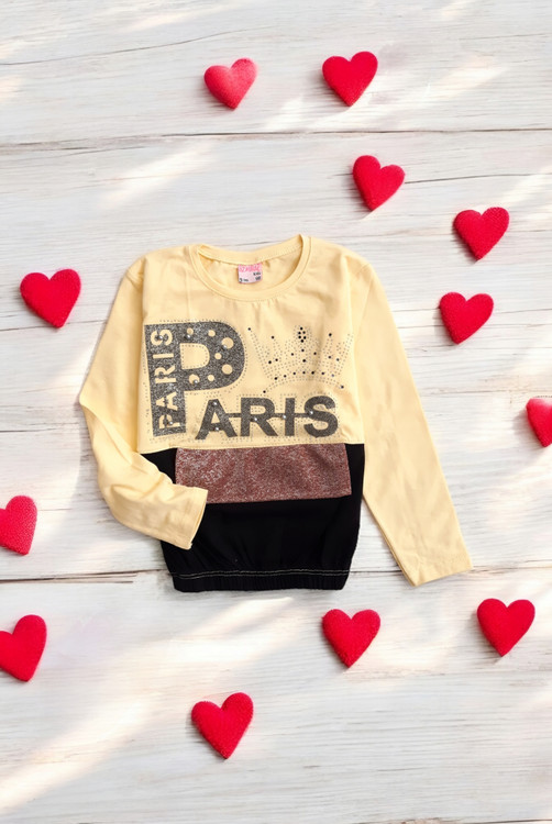 بلوز پنبهای زرد دخترانه با کش در پایین، سبک و راحت برای فصل گرم