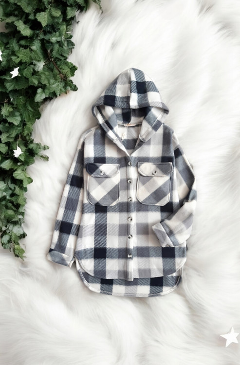 سویشرت چهارخانه سفید پشمی دخترانه برند Beyda