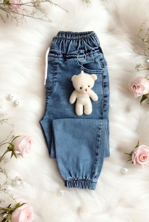 شلوار لی دخترانه اصل ترک با جاسوییچی خرسی و پارچه با کیفیت الاستاندار