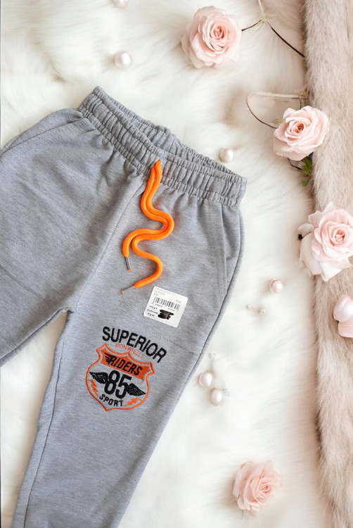 شلوار طوسی بچگانه با کمر و دمپا کش دار