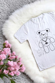 تیشرت زنانه سفید اسپرت با طرح خرس، فری سایز، نمای جلو