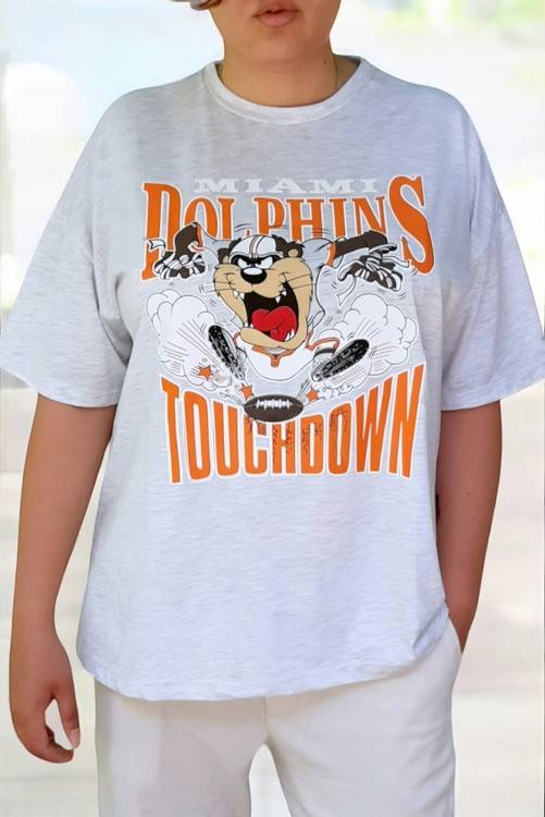 تیشرت لانگ اسپرت ترک رنگ طوسی روشن – نمای روبرو