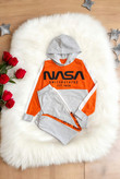 ست هودی و شلوار اسپرت نارنجی زنانه NASA از جنس نخ ملانژ