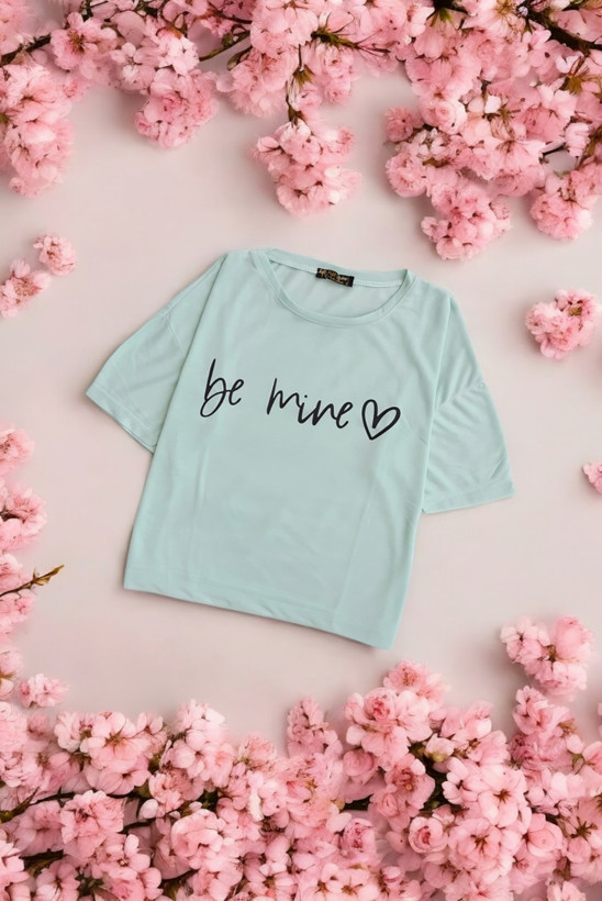 تیشرت کراپ سبز دریایی زنانه برند Sinaan – نمای جلو