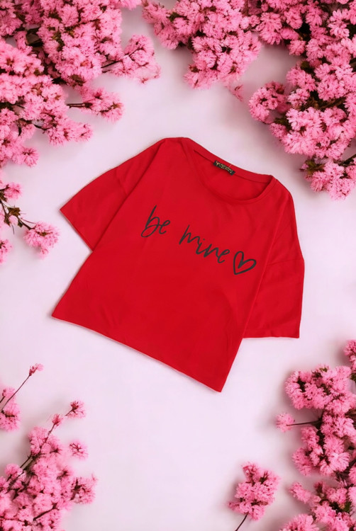 تیشرت کراپ قرمز زنانه ترک برند Sinaan – نمای جلو