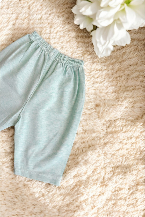 شلوارک بچهگانه سبز روشن از جنس ملانژ نرم و راحت