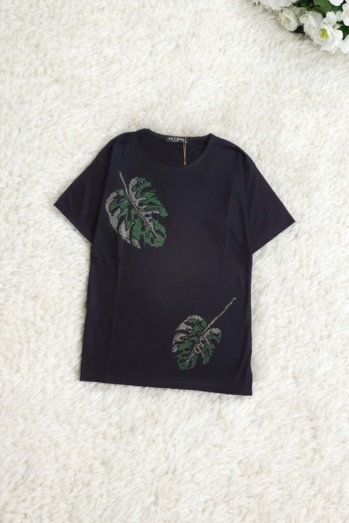 تیشرت مشکی زنانه ترک نگین دار مناسب مهمانی