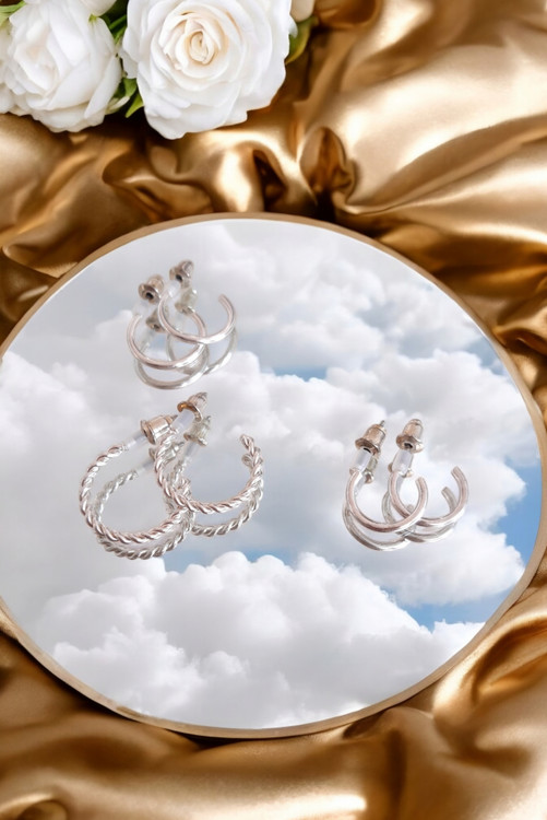 ست سه جفت گوشواره استیل حلقهای برای استایل روزمره و مهمانی