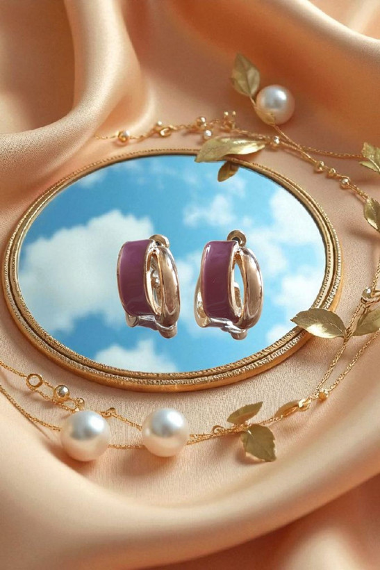 گوشواره استیل طلایی حلقه ای شیک و خاص