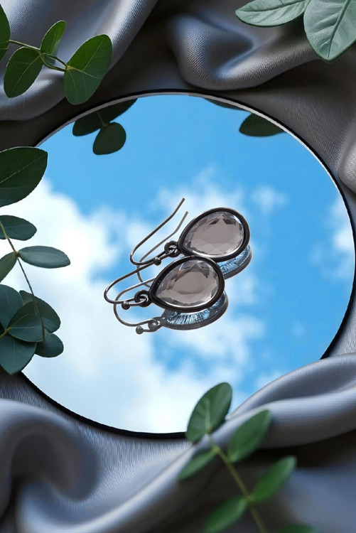 گوشواره استیل مشکی با طرح اشک