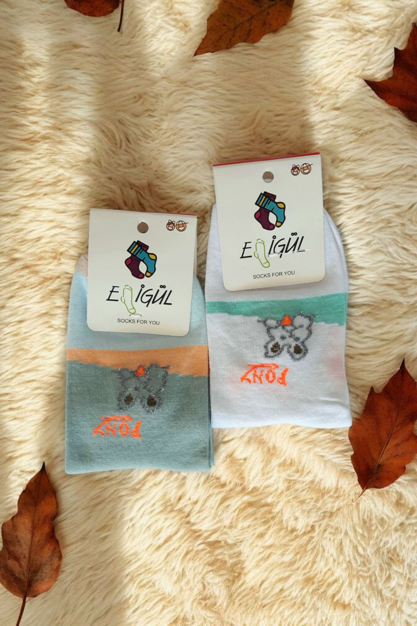 جوراب مچی زنانه فانتزی طرح خرگوش از جنس نخ کتان نرم در رنگ سفید و سبز دریایی