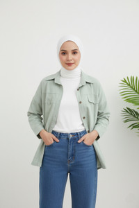 کت کتان زنانه سبز دریایی اسپرت و راحت