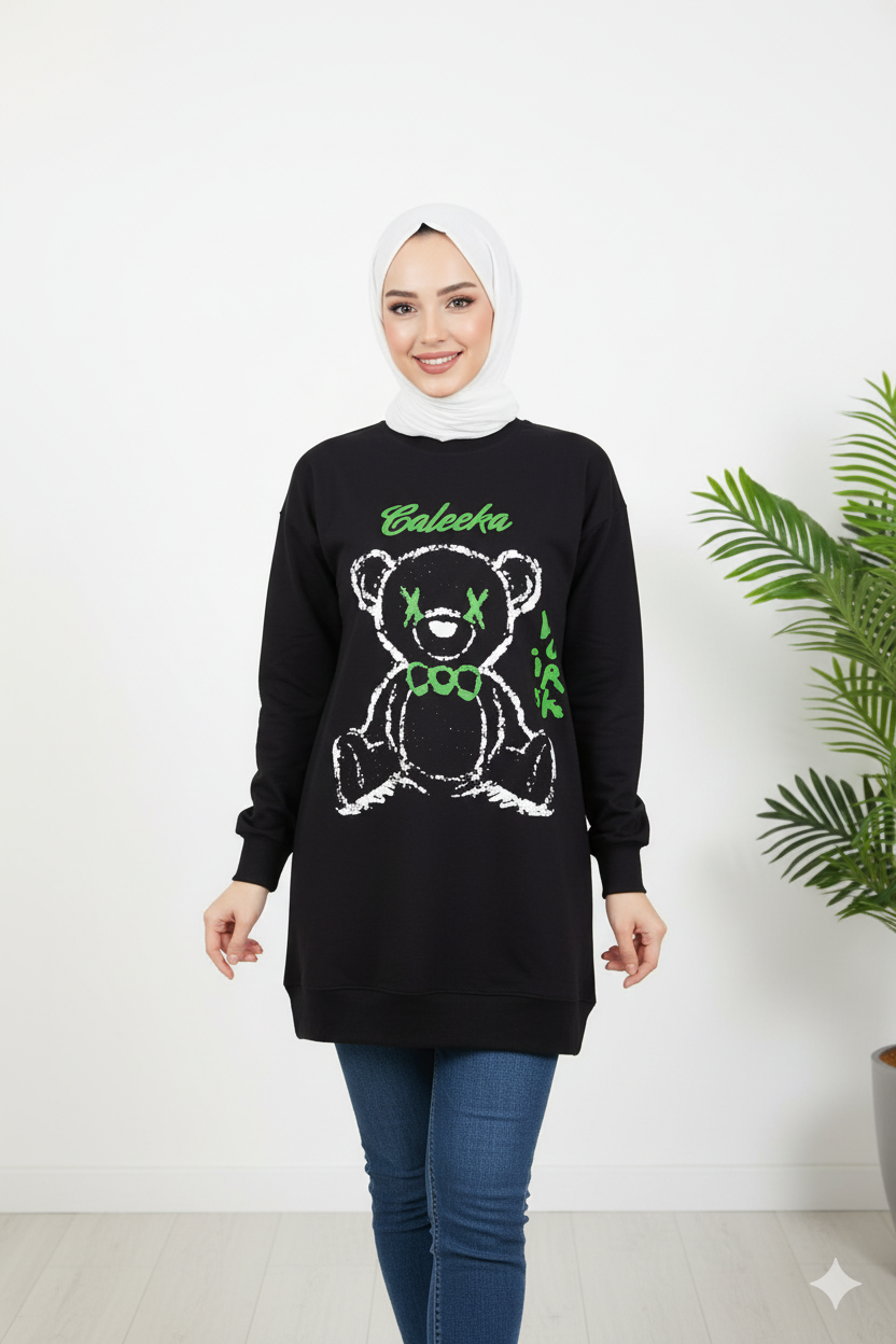 دورس زنانه لش با طرح خرس روی تن مدل