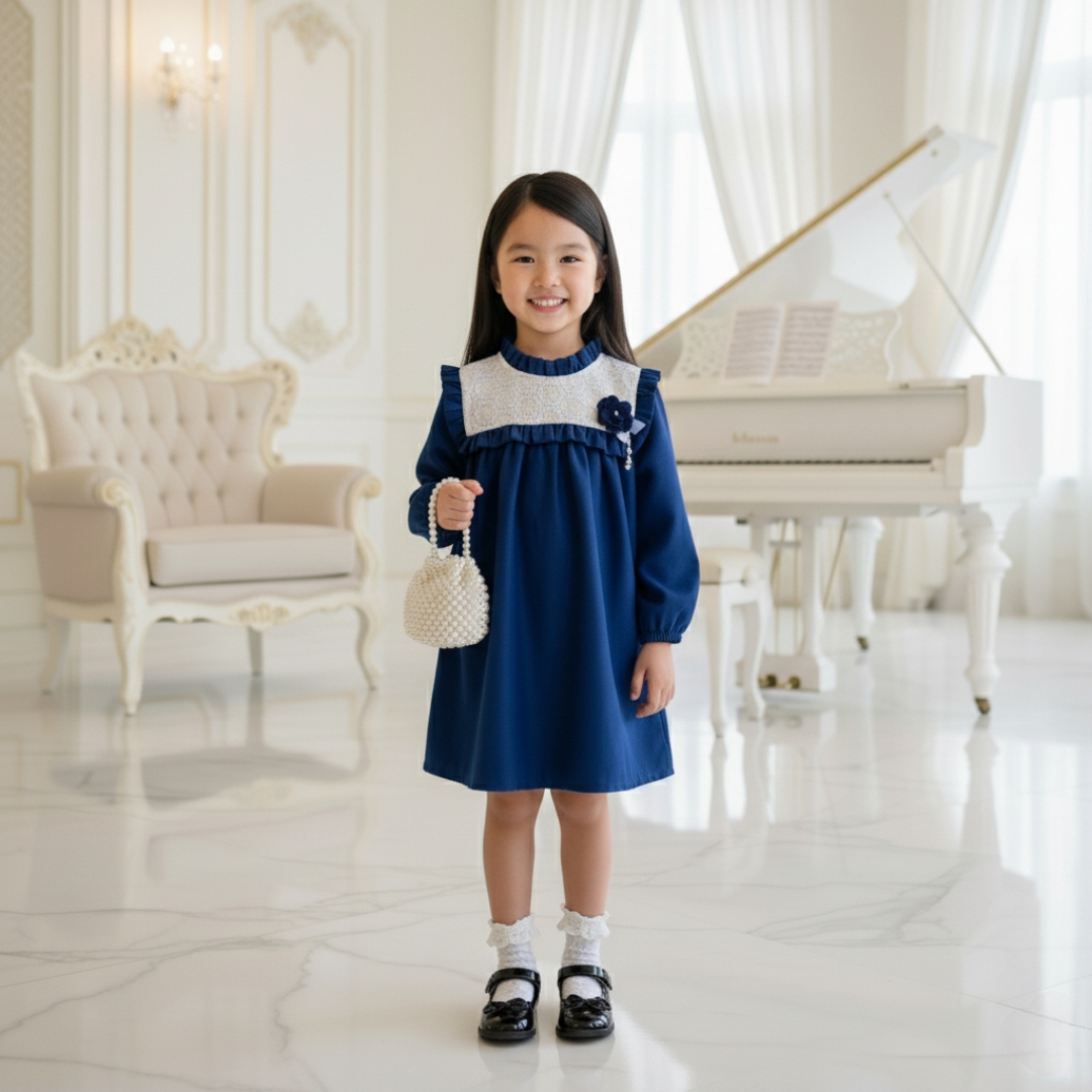 لباس مجلسی بچه‌گانه با پارچه کتان لطیف